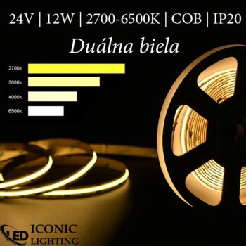 Profesionálny COB Led pás 12W 24V CCT Dual White 2700K - 6500K