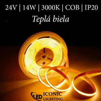 Profesionálny COB Led pás 14W 24V 3000K (Teplá biela)